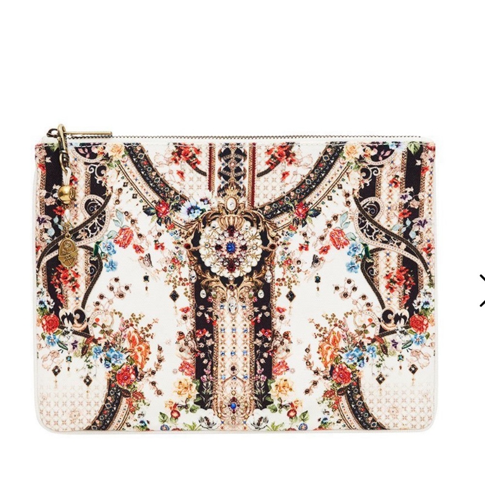 CAMILLA *Shakespeare’s Garden* ivory floral baroque style crystal clutch bag